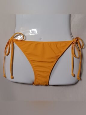 Islander Mustard Yellow Side-Tie Bikini Bottom Swimwear. Size L